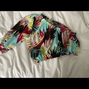 Tropical Off the Shoulder Crop Top